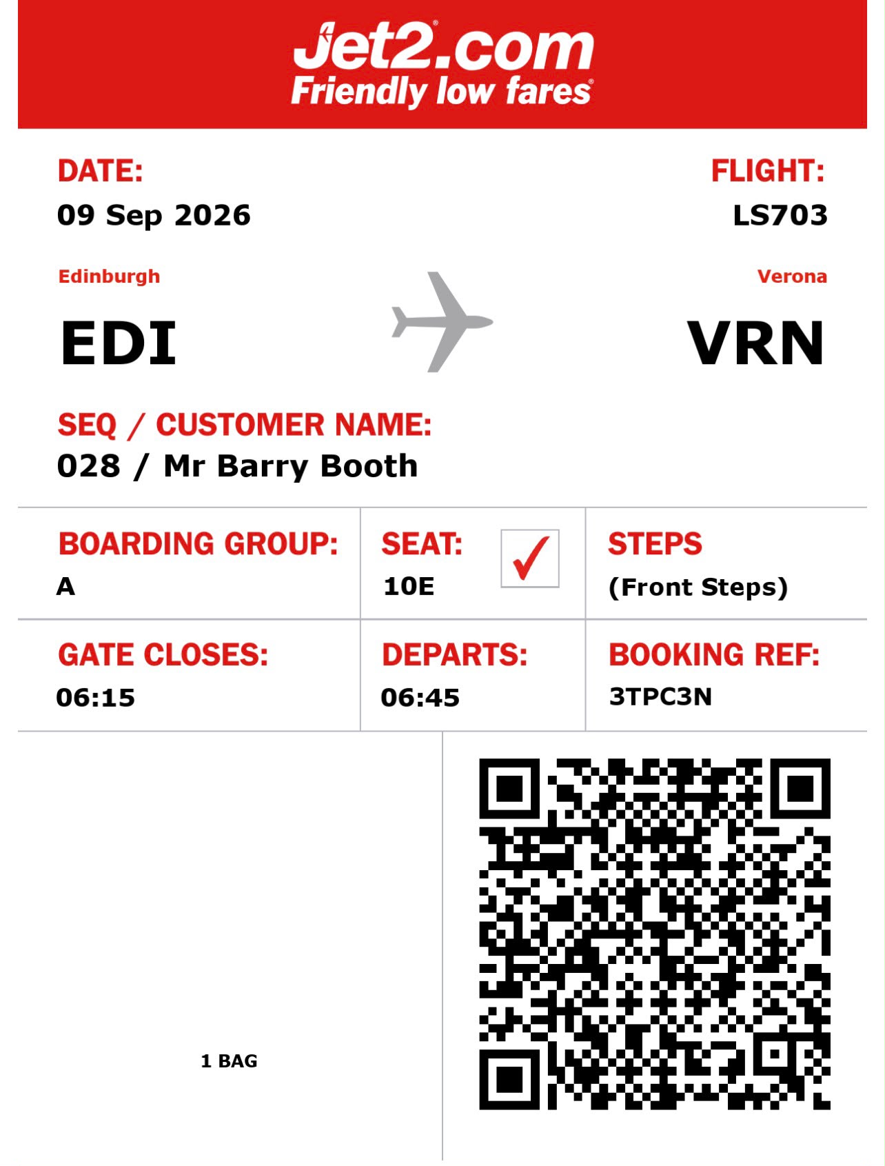 Barry Booth outbound boarding pass
