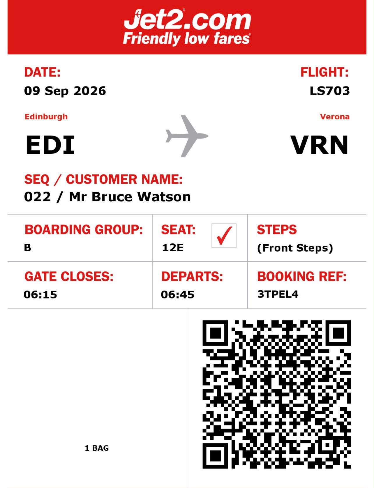 Bruce Watson outbound boarding pass