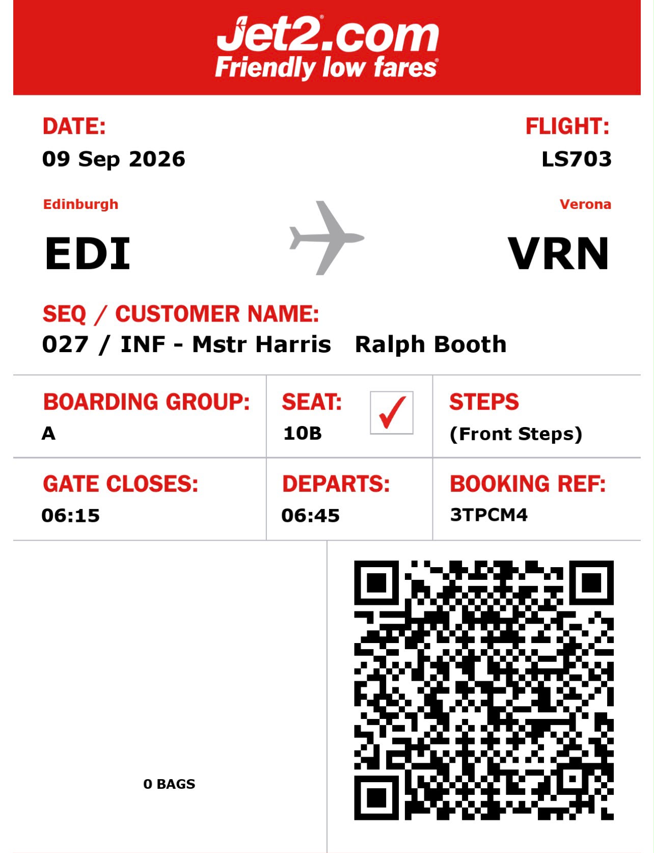 Harris Booth outbound boarding pass