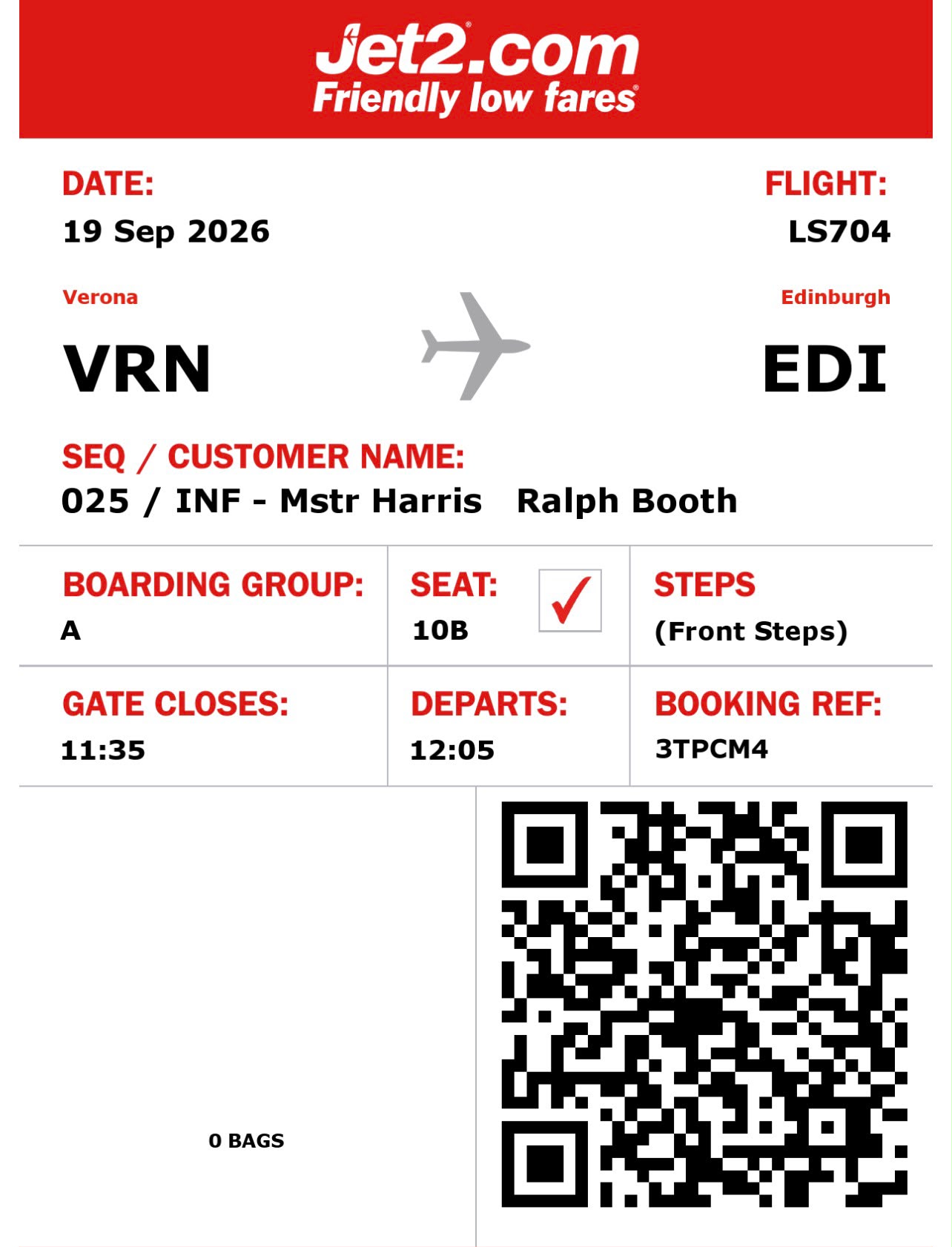 Harris Booth return boarding pass