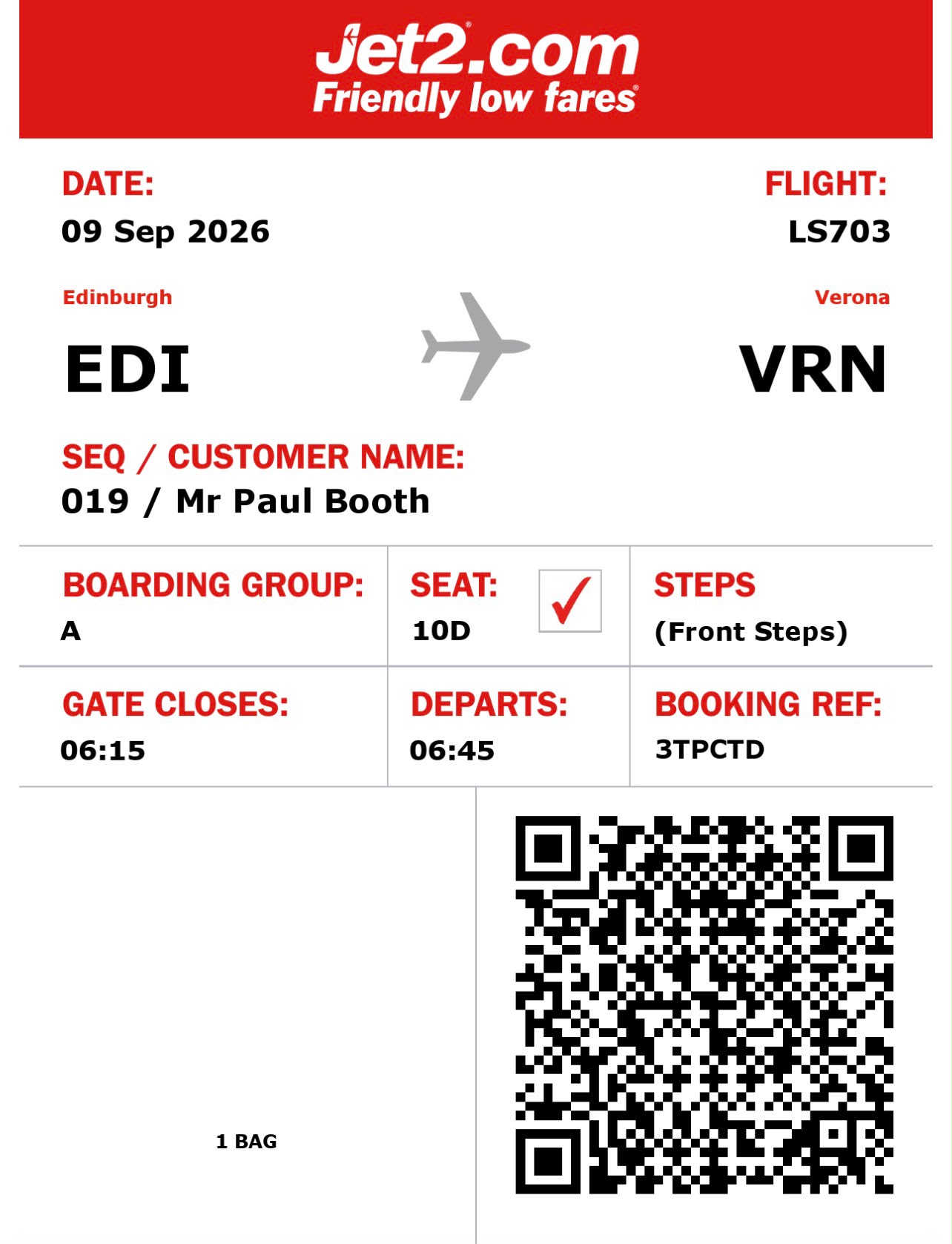 Paul Booth outbound boarding pass