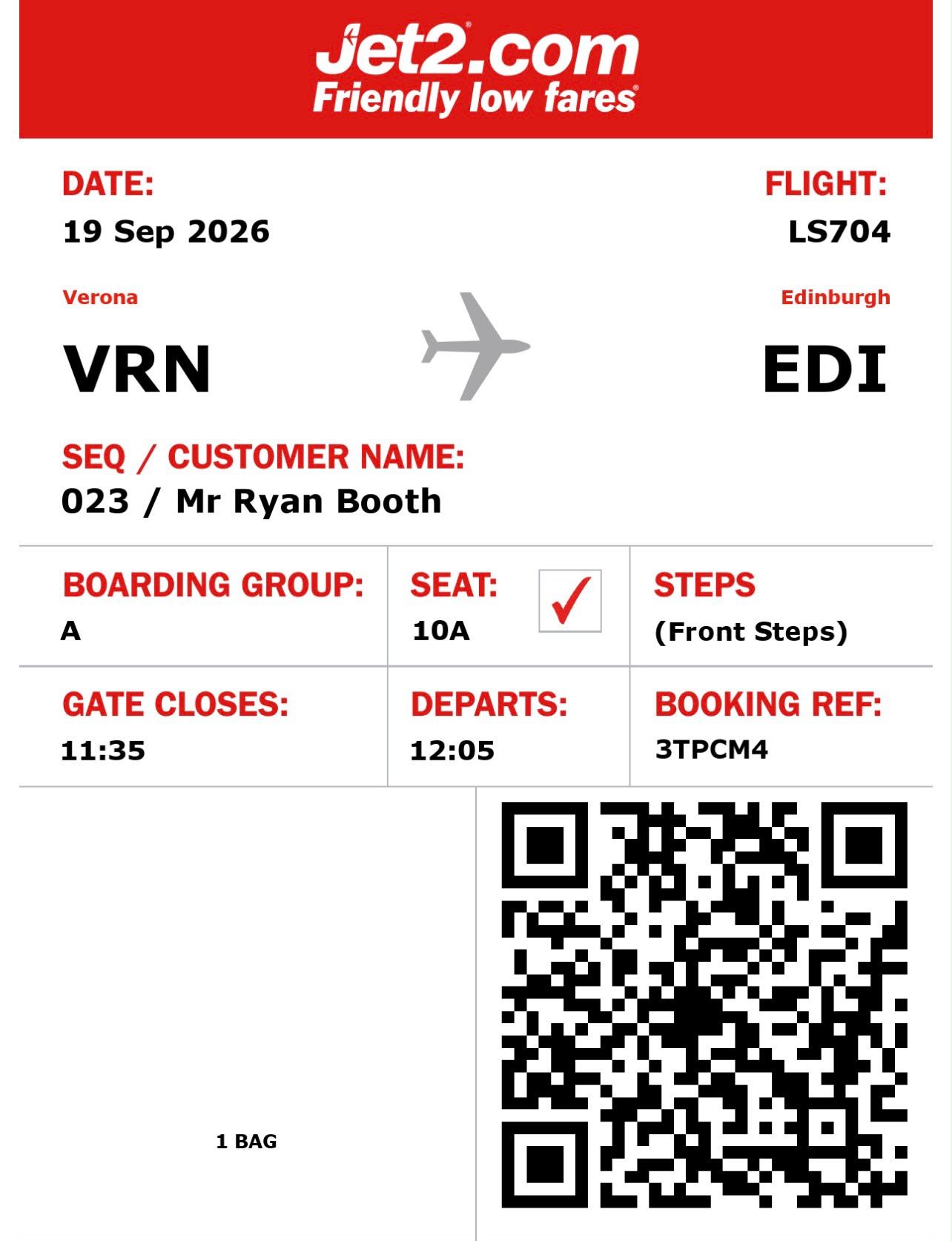 Ryan Booth return boarding pass